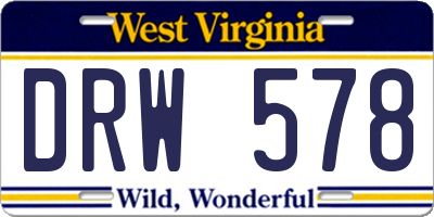 WV license plate DRW578