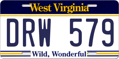WV license plate DRW579