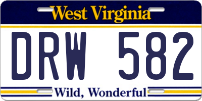 WV license plate DRW582