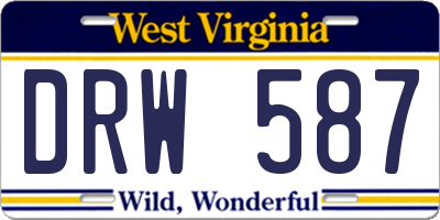 WV license plate DRW587