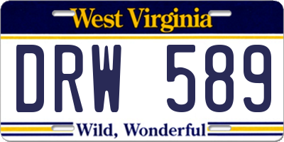 WV license plate DRW589