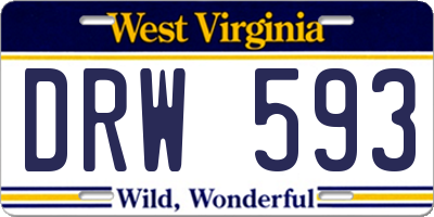 WV license plate DRW593