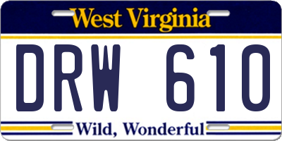 WV license plate DRW610