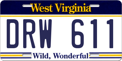 WV license plate DRW611