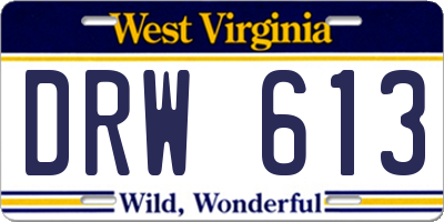 WV license plate DRW613