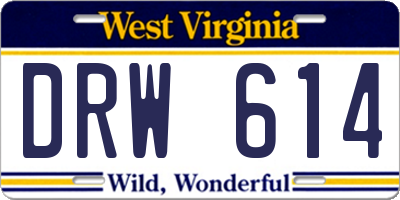 WV license plate DRW614