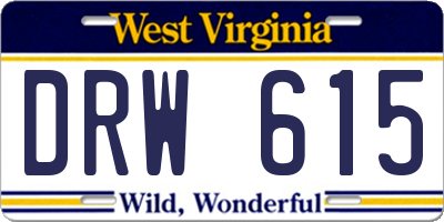 WV license plate DRW615