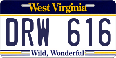 WV license plate DRW616
