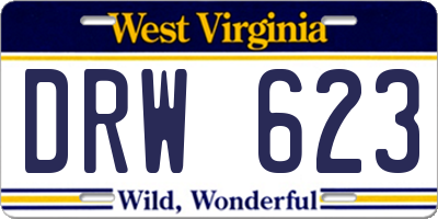 WV license plate DRW623