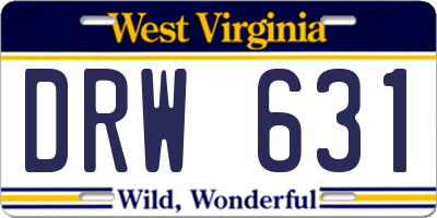 WV license plate DRW631