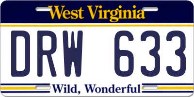 WV license plate DRW633