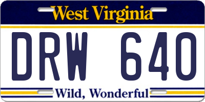 WV license plate DRW640