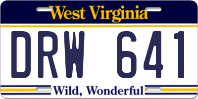 WV license plate DRW641