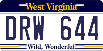 WV license plate DRW644