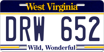 WV license plate DRW652