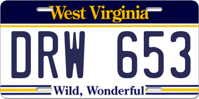 WV license plate DRW653