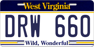 WV license plate DRW660