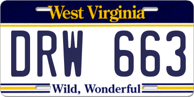 WV license plate DRW663