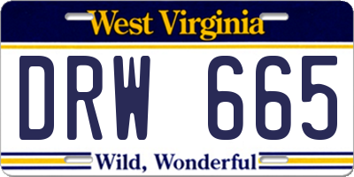 WV license plate DRW665