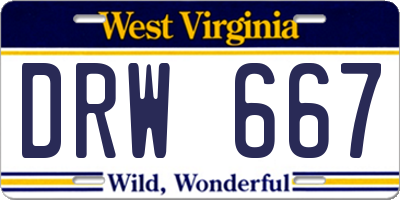WV license plate DRW667
