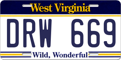 WV license plate DRW669