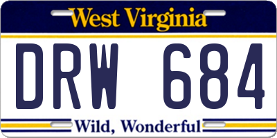 WV license plate DRW684