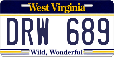 WV license plate DRW689