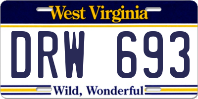 WV license plate DRW693
