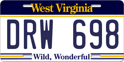 WV license plate DRW698