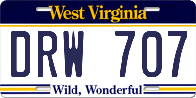 WV license plate DRW707