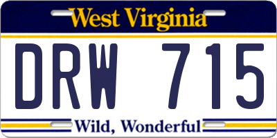 WV license plate DRW715