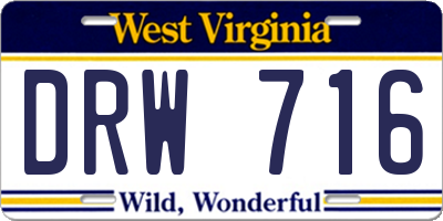 WV license plate DRW716
