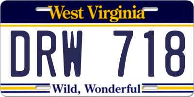 WV license plate DRW718