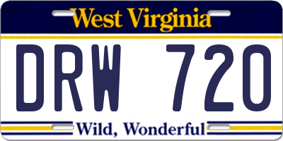 WV license plate DRW720