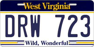 WV license plate DRW723