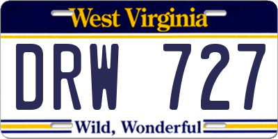 WV license plate DRW727