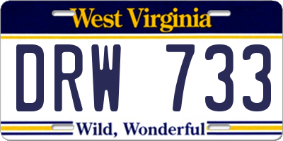 WV license plate DRW733