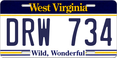 WV license plate DRW734