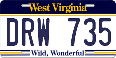 WV license plate DRW735