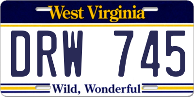 WV license plate DRW745