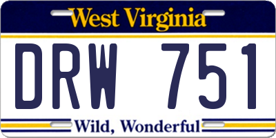 WV license plate DRW751