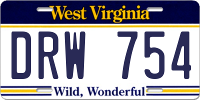 WV license plate DRW754