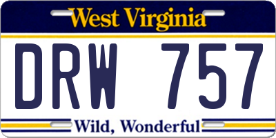 WV license plate DRW757