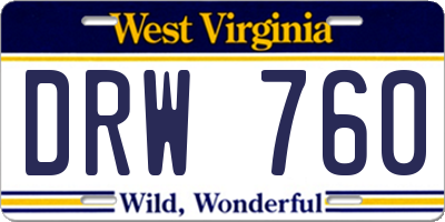WV license plate DRW760