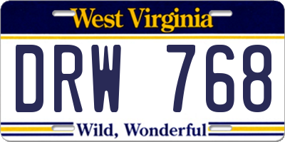WV license plate DRW768