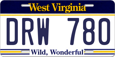 WV license plate DRW780