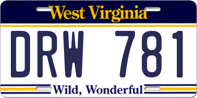 WV license plate DRW781