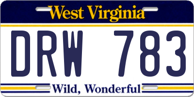 WV license plate DRW783