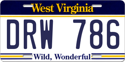 WV license plate DRW786