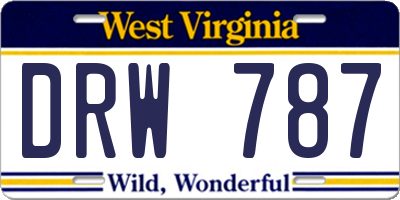 WV license plate DRW787